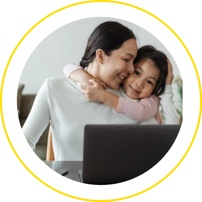 Mother and daughter hugging at home