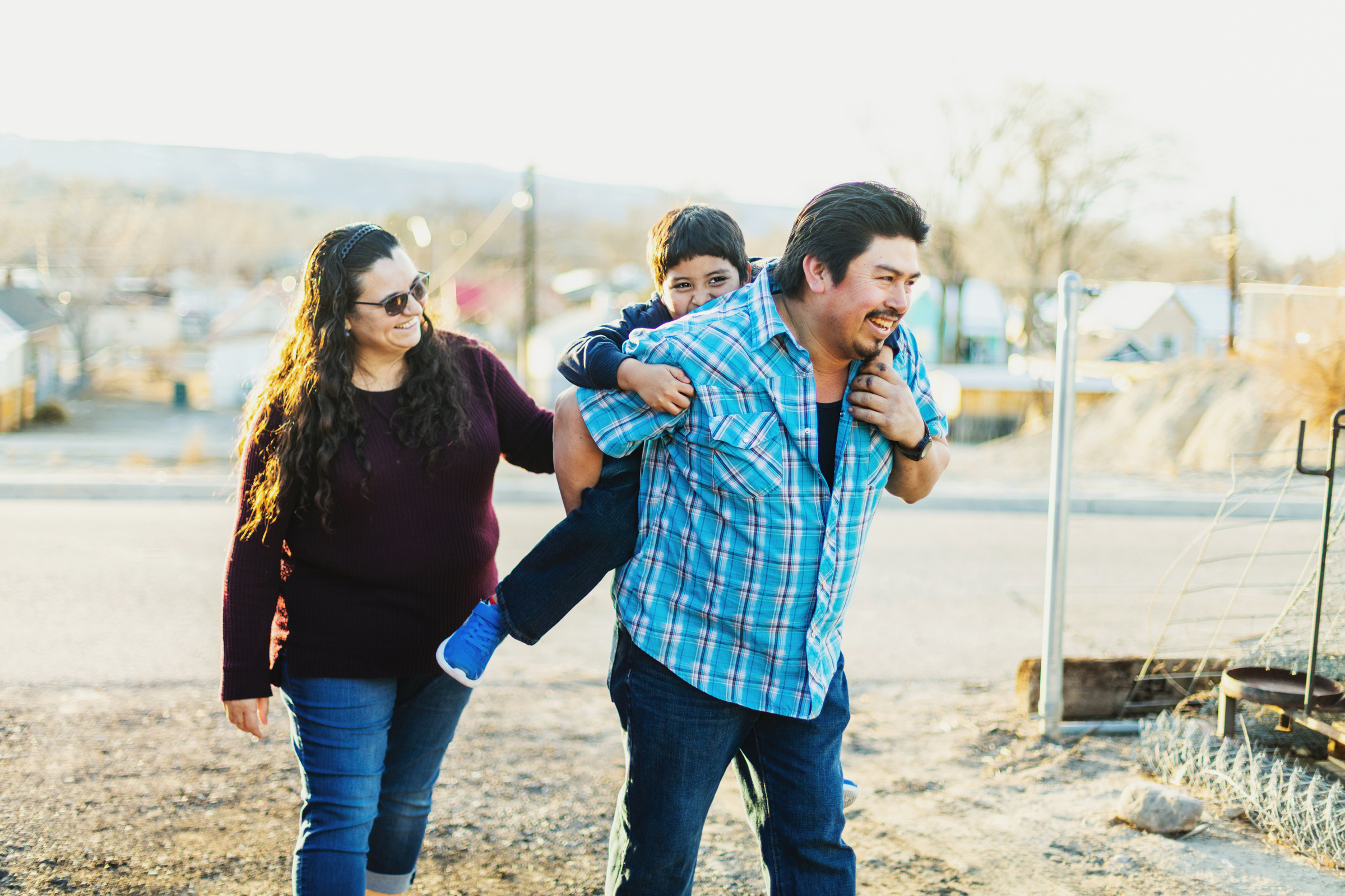 Happy family enjoying time outdoors together