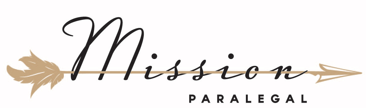 Mission Paralegal logo with arrow design